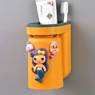 Kệ Đựng Bàn Chải Kem Đánh Răng Kèm Cốc Súc Miệng Dán Tường