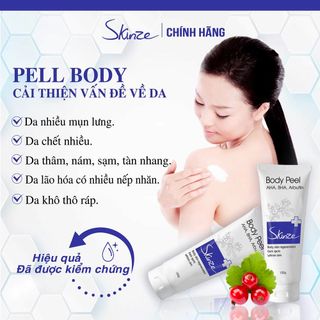 Kem peel bong da toàn thân Skinze Body Peel tái tạo da tay chân nách mông lưng khử thâm nám làm trắng da AHA BHA Arbutin