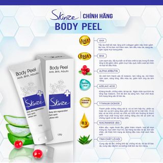 Kem peel bong da toàn thân Skinze Body Peel tái tạo da tay chân nách mông lưng khử thâm nám làm trắng da AHA BHA Arbutin