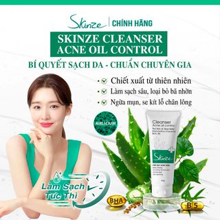 Sữa rửa mặt Skinze Acne Oil Control cho da dầu mụn Tràm trà Trầu không Khổ qua BHA AHA Vitamin B5