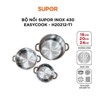 Bộ nồi Supor inox 430 Easycook size 16-20-24cm - H20212-T1