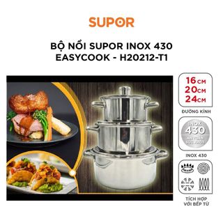 Bộ nồi Supor inox 430 Easycook size 16-20-24cm - H20212-T1