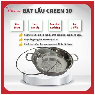 Nồi lẩu 30cm INOX Creen, đáy sần không lo sát dính