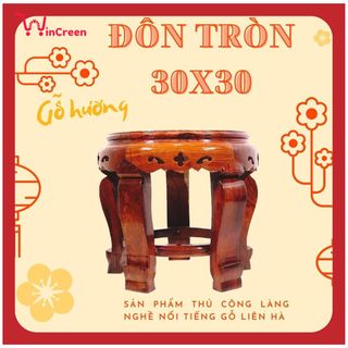 Đôn tròn gỗ hương 30x30cm dùng làm ghế ngồi, kê tượng, kê bình gốm