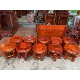 Đôn tròn gỗ hương 30x30cm dùng làm ghế ngồi, kê tượng, kê bình gốm