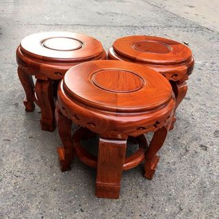Đôn tròn gỗ hương 30x30cm dùng làm ghế ngồi, kê tượng, kê bình gốm giá sỉ