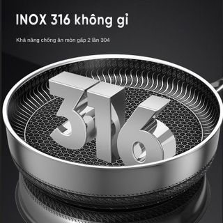 Chảo Inox 316 chống dính nắp kính Creen công nghệ Nano tổ ong kim cương size đường kính 28-30cm