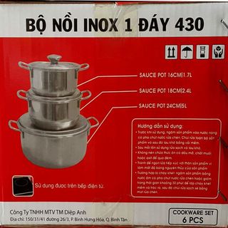 Bộ Nồi Inox đáy từ Skystar 3 chiếc 16, 18, 24 cm