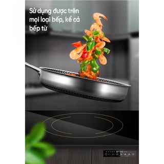 Chảo Inox 316 chống dính nắp kính Creen công nghệ Nano tổ ong kim cương size đường kính 28-30cm