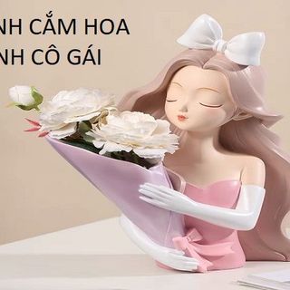 TƯỢNG CÔ GÁI ÔM BÌNH HOA TRANG TRÍ DECOR