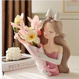TƯỢNG CÔ GÁI ÔM BÌNH HOA TRANG TRÍ DECOR