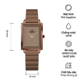 Đồng hồ nữ Draco D23-EL04 "Elegant" nâu kết hợp chất liệu dây thép không gỉ phụ kiện thời trang nữ nhẹ nhàng