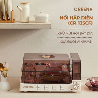 Nồi hấp điện 2 tầng CREEN CR135-CF, hấp gà nguyên con