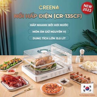 Nồi hấp điện 2 tầng CREEN CR135-CF, hấp gà nguyên con