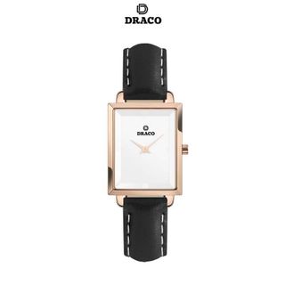 Đồng hồ nữ Draco D23-EL04 "Elegant" vàng hồng kết hợp chất liệu dây da bò màu đen-phụ kiện thời trang nữ nhẹ nhàng tinh tế giá sỉ
