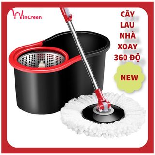 Chổi lau nhà tự xoay 360 chính hãng CREEN, 2 bông