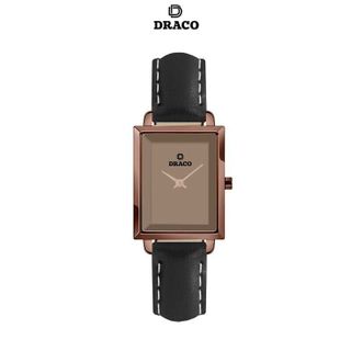 Đồng hồ nữ Draco D23-EL04 "Elegant" nâu kết hợp chất liệu dây da bò màu đen-phụ kiện thời trang nữ nhẹ nhàng tinh tế giá sỉ