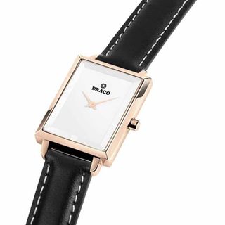 Đồng hồ nữ Draco D23-EL04 "Elegant" vàng hồng kết hợp chất liệu dây da bò màu đen-phụ kiện thời trang nữ nhẹ nhàng tinh tế