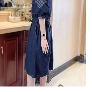 ĐẦM JEAN DENIM PHỐI CARO - DT1742