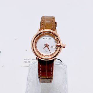 Đồng hồ nữ Bolun A514, đồng hồ thời trang dây da mặt tròn viền kim loại thiết kế mới 2023 giá sỉ