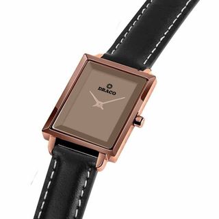 Đồng hồ nữ Draco D23-EL04 "Elegant" nâu kết hợp chất liệu dây da bò màu đen-phụ kiện thời trang nữ nhẹ nhàng tinh tế