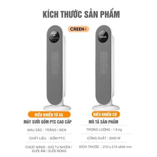 Quạt sưởi gốm CREEN chính hãng, BH12 tháng