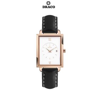 Đồng hồ nữ Draco D23-EL05 "Elegant" vàng hồng kết hợp chất liệu dây da bò màu đen-phụ kiện thời trang nữ nhẹ nhàng giá sỉ