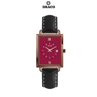 Đồng hồ nữ Draco D23-EL05 "Elegant" nâu kết hợp chất liệu dây da bò màu đen-phụ kiện thời trang nữ nhẹ nhàng giá sỉ