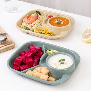 Khay ăn chia 3 ngăn kèm khay để cốc Inomata nhập khẩu Nhật Bản