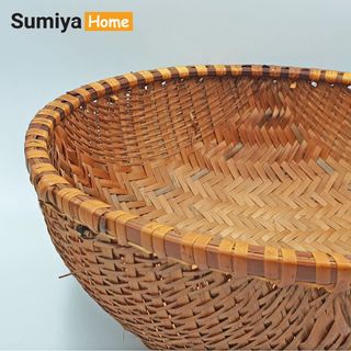 Thúng tre hun khói hình tròn, nguyên liệu tự nhiên thân thiện với môi trường, dùng trang trí, trưng bày trái cây