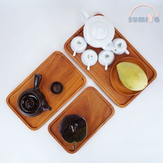 Khay gỗ hình chữ nhật, khay gỗ dùng để trà bánh, décor hoặc làm phụ kiện chụp ảnh giá sỉ