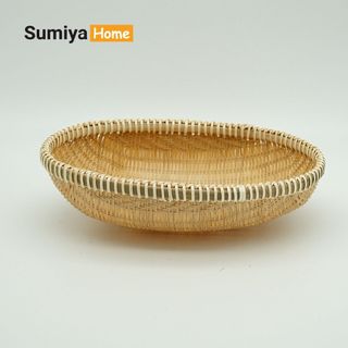 Rá tre, Rổ tre viền mây cao cấp hình bầu dục SUMIYA, nguyên liệu tự nhiên thân thiện môi trường, trang trí, để thức ăn