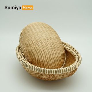 Rá tre, Rổ tre viền mây cao cấp hình bầu dục SUMIYA, nguyên liệu tự nhiên thân thiện môi trường, trang trí, để thức ăn