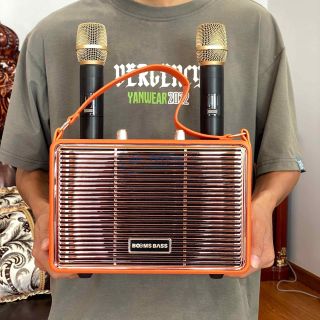 Loa Bluetooth Karaoke BOOMS BASS M4201+ Sang Trọng Công Suất Lớn Kèm 2 Micro