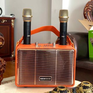 Loa Bluetooth Karaoke BOOMS BASS M4201+ Sang Trọng Công Suất Lớn Kèm 2 Micro