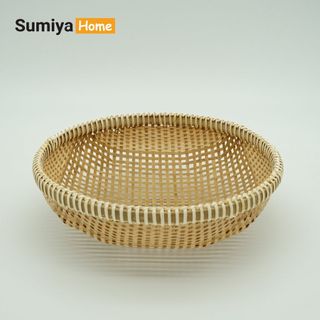 Rổ cật tre viền mây đan kín cao cấp hình tròn, nguyên liệu tự nhiên thân thiện với môi trường, dùng trang trí
