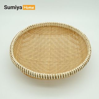 Rổ tre viền mây đan thưa cao cấp hình tròn, nguyên liệu tự nhiên thân thiện với môi trường, dùng trang trí, để thức ăn