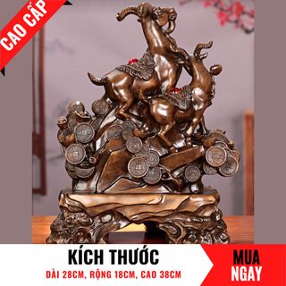 Tượng Dê Tam Dương Trang Trí Phong Thủy Cao 38cm