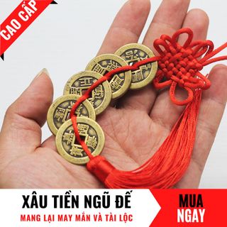 Xâu Tiền Ngũ Đế Bằng Đồng Thau Rộng 24mm Giúp Thu Hút Tài Lộc