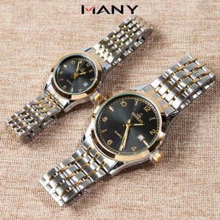 Đồng hồ đôi cho nam nữ OSHZRO dây kim loại mạ xi bạc - Đồng hồ đeo tay cặp chống nước 3ATM MANY giá sỉ
