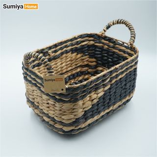 Giỏ lục bình đa năng hoa văn có quai dùng để trang trí nội thất, để quần áo, để đồ chơi