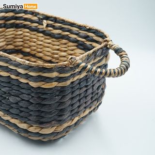 Giỏ lục bình đa năng hoa văn có quai dùng để trang trí nội thất, để quần áo, để đồ chơi