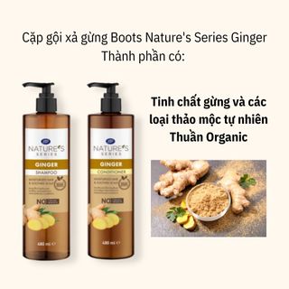 Bộ Dầu Gội Xả Tinh Chất Gừng BOOTS ORGANIC Thái Lan Dung Tích 480ML