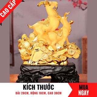 Tượng Dê Tam Dương Bằng Vàng Cát Mỹ Nghệ Cao 38cm