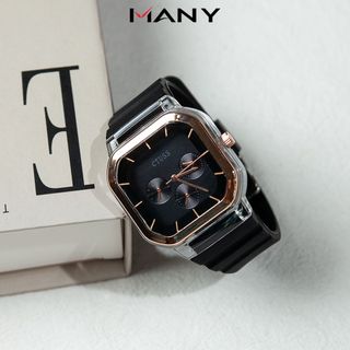 Đồng hồ unisex CTUSS mặt vuông sành điệu - Đồng hồ đeo tay nam nữ dây cao su bền chắc MANY