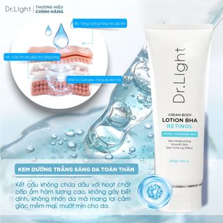 Kem Body Dr.Light Dưỡng Trắng Sáng Làn Da Với Hợp Chất Retinol Niacinamide Bha 200ml