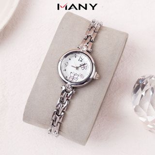 Đồng hồ Hongrui nữ tính - Đồng hồ nữ đeo dạng lắc tay màu bạc thời trang ManYi