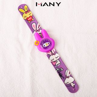 Đồng hồ trẻ em hình con thỏ dễ thương cho bé gái - Đồng hồ dán tay trẻ em tai thỏ nhiều màu MANY