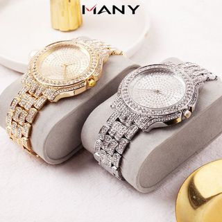 Đồng hồ nam mặt tròn to La Mã, mặt kính dày chịu lực tốt - Đồng hồ đeo tay nam đính full đá ManYi