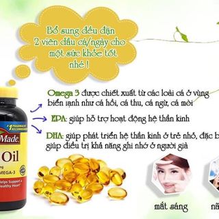Dầu Cá Nature Made Fish Oil 1200mg Omega 3 Hộp 200 Viên Của Mỹ( mẩu mới)
